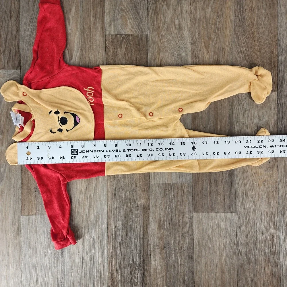 Disney Winnie the Pooh Vintage‎ Footed Sleeper Bib 6-9 Months Red Yellow